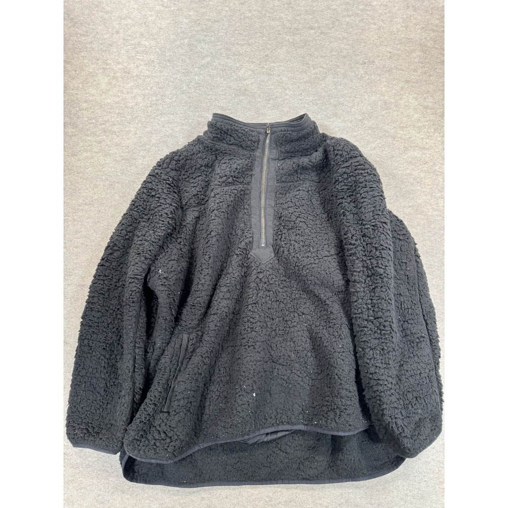Time and Tru Black Faux Sherpa Jacket Womens 3X 24W-26W Quarter Zip Pullover